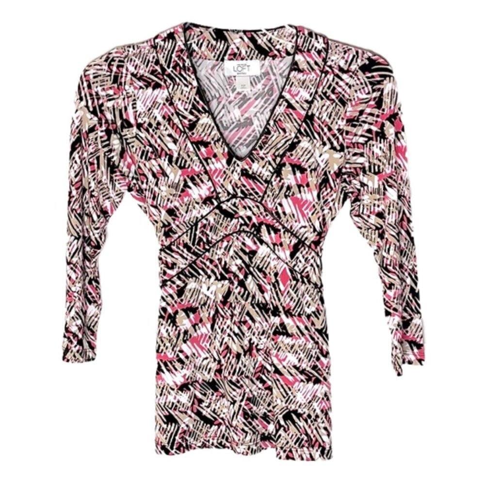 ❤️ 🆕 LOFT Petites Floral blouse with back tie Size XSP